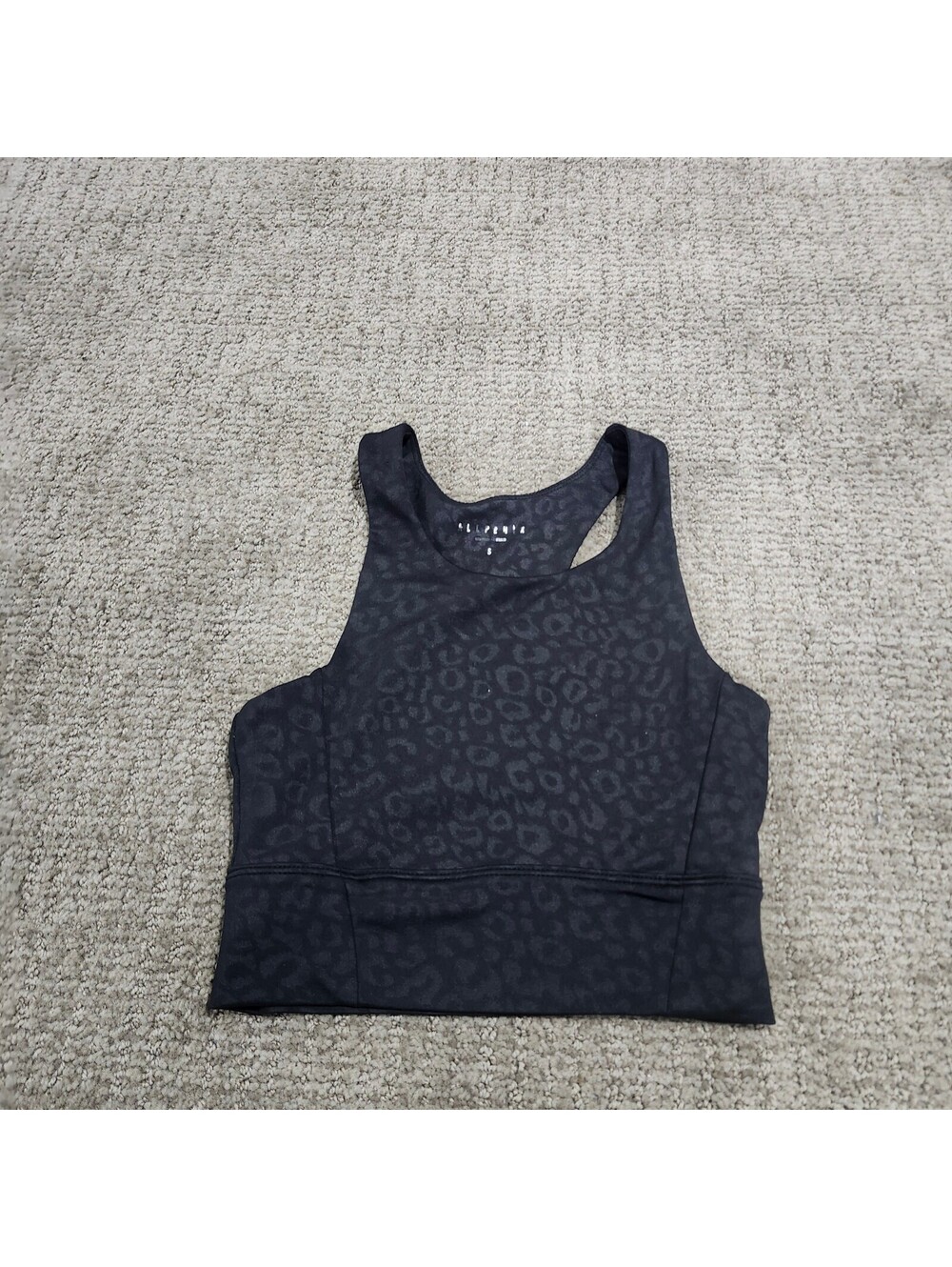 All Fenix Black Leopard Print Racerback Crop Top Sports Bra Size S
